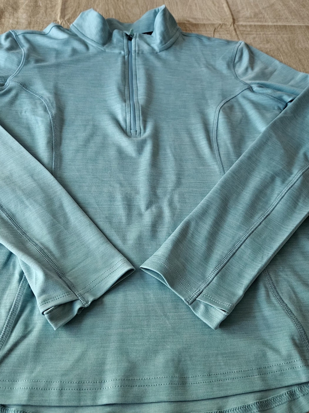 Spyder Active Aqua Mint Heathered 1/4 Zip Pullover Jacket Size M Thumbholes - Picture 12 of 13